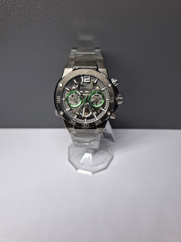 ساعت مردانه برند بستدان فول دیت سه موتور فعال بند خاکستری