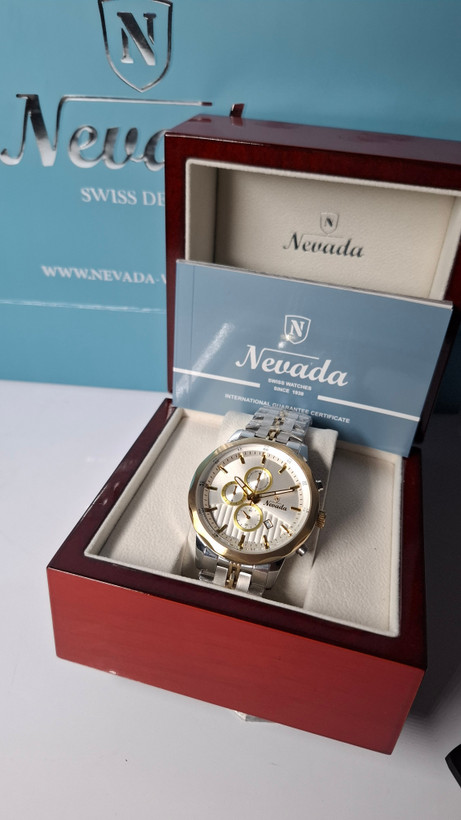 ساعت مردانه برند نوادا با جعبه و پاکت دفترچه نوادا