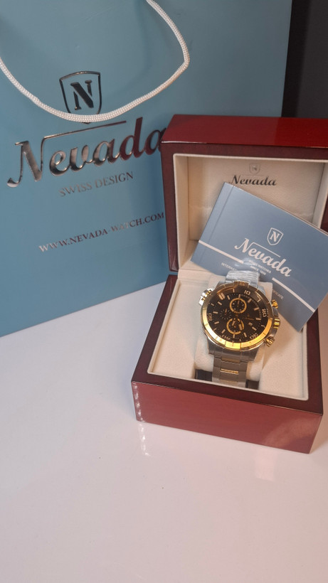 ساعت مردانه برند نوادا با جعبه و پاکت دفترچه نوادا