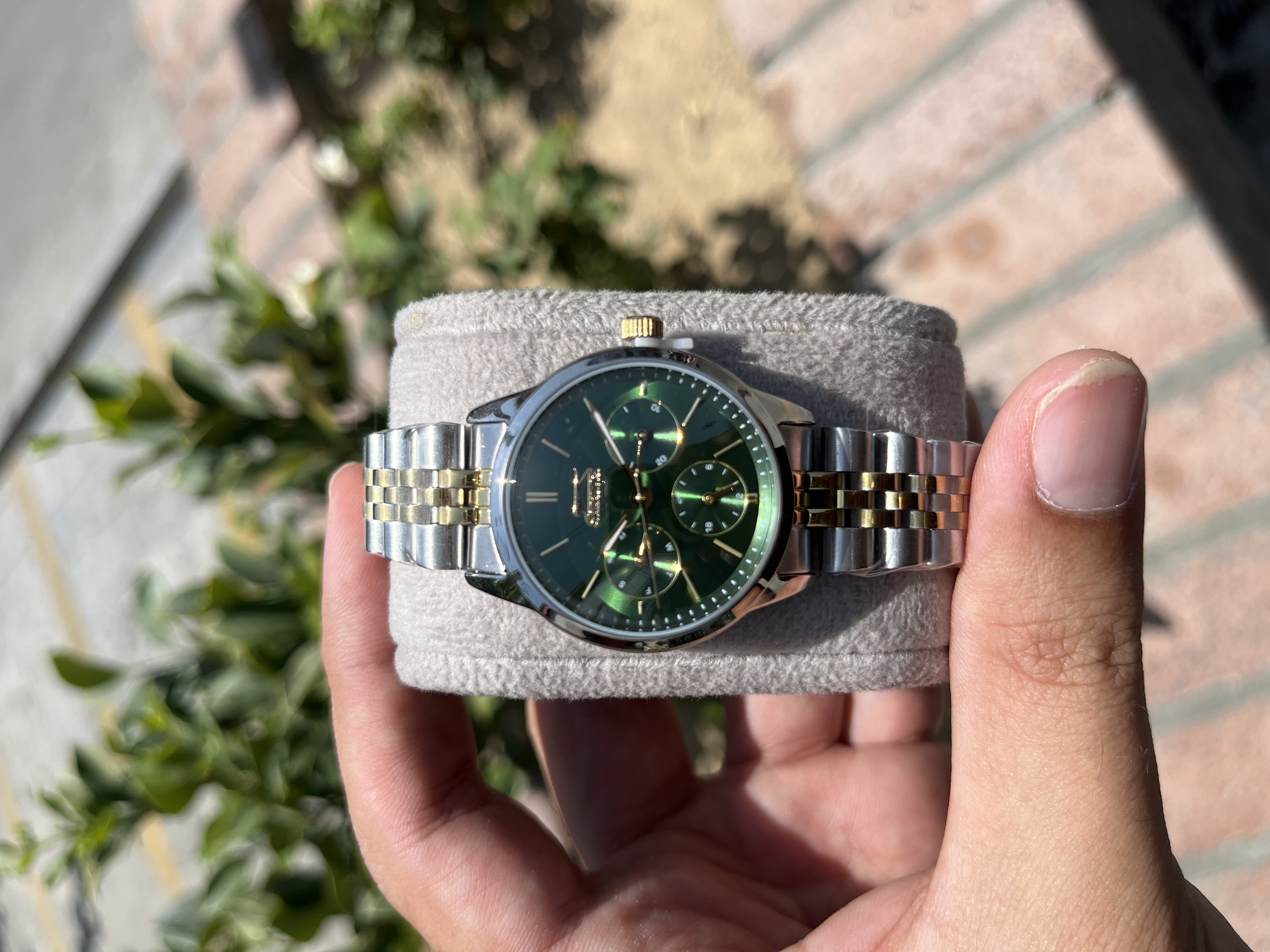 ساعت زنانه اسلازنجر صفحه سبز سه موتوره