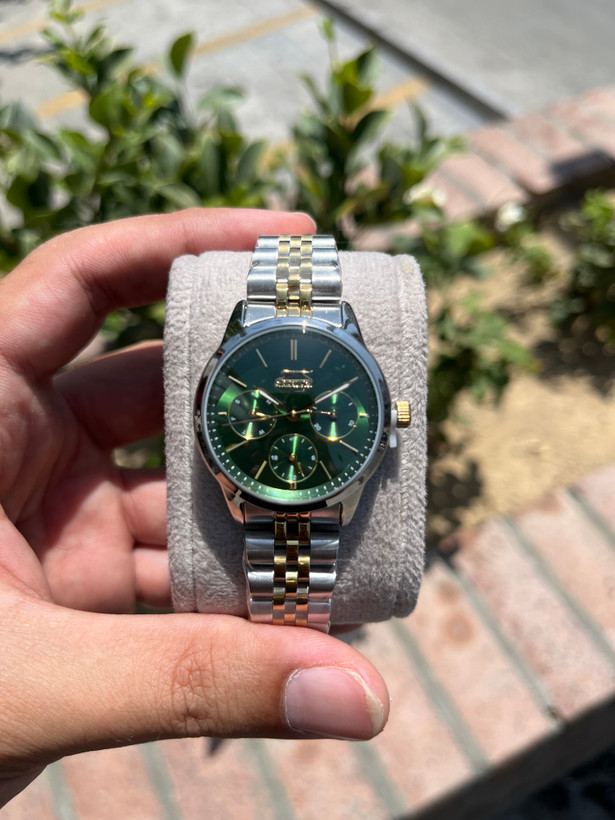 ساعت زنانه اسلازنجر صفحه سبز سه موتوره