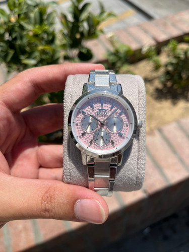 ساعت زنانه سه موتوره اسلازنجر صفحه صورتی