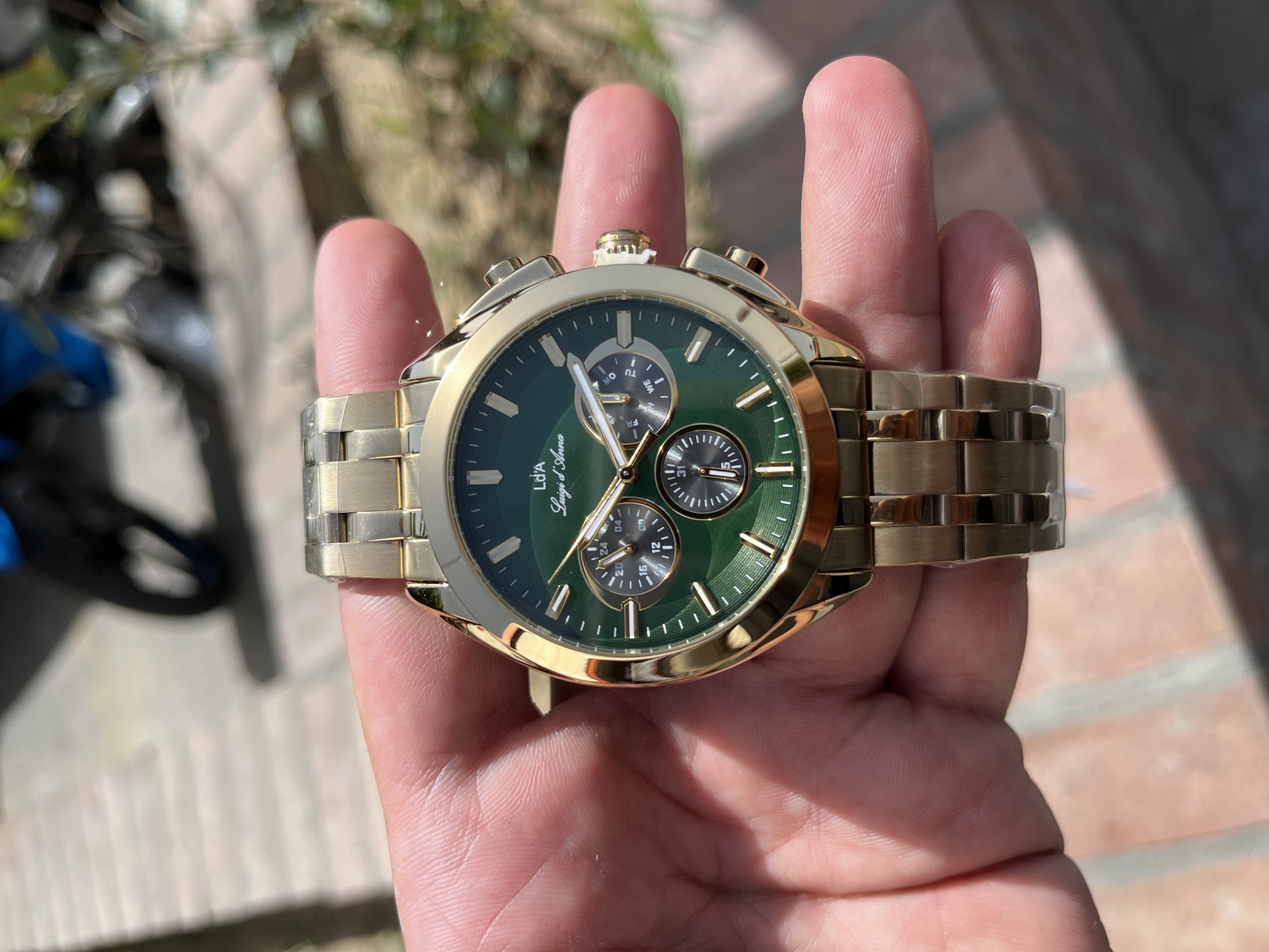 ساعت مردانه ال دی ای طلایی صفحه سبز