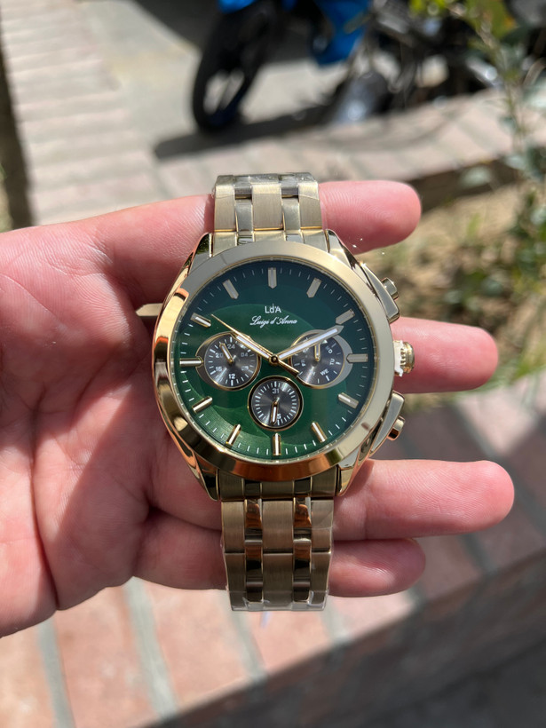 ساعت مردانه ال دی ای طلایی صفحه سبز