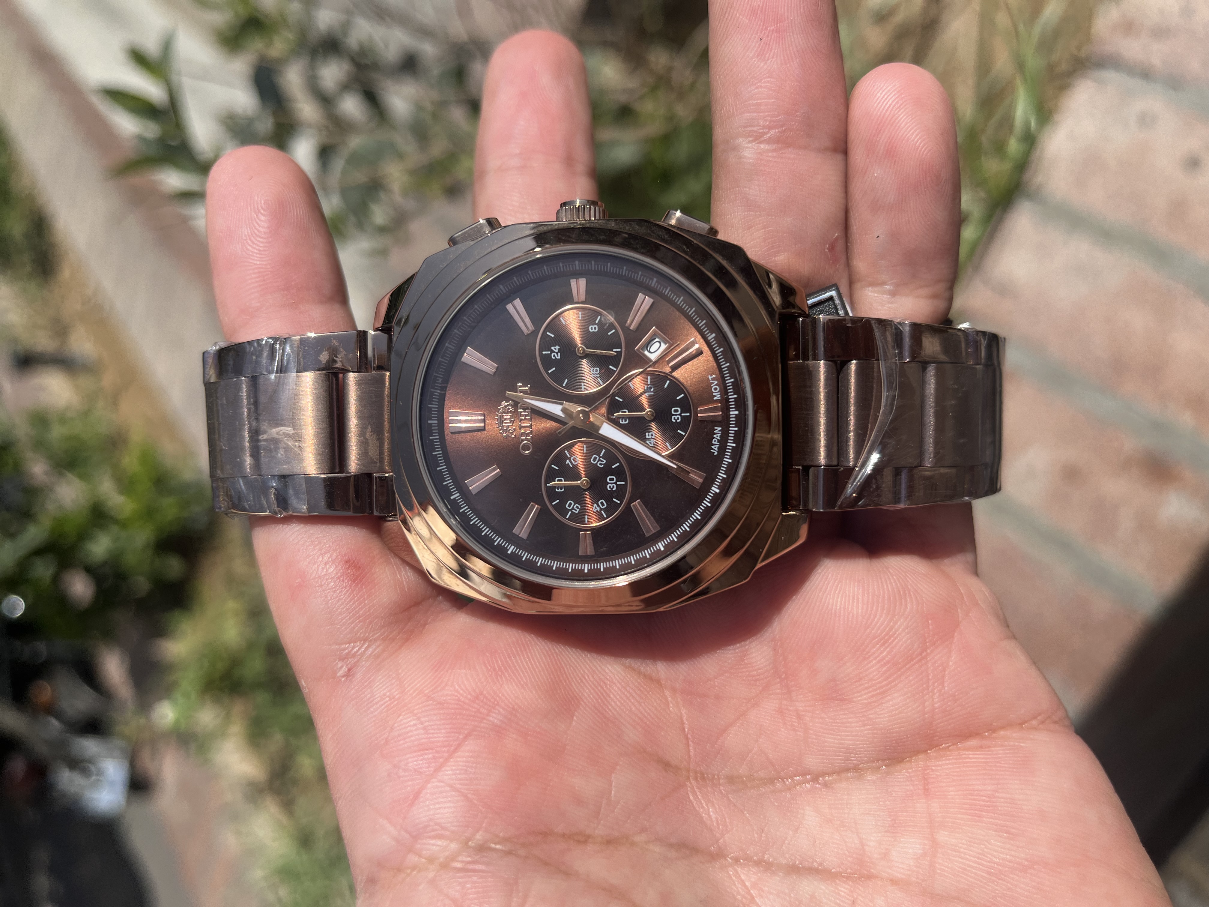 ساعت اورینت مردانه رنگ کافه ای